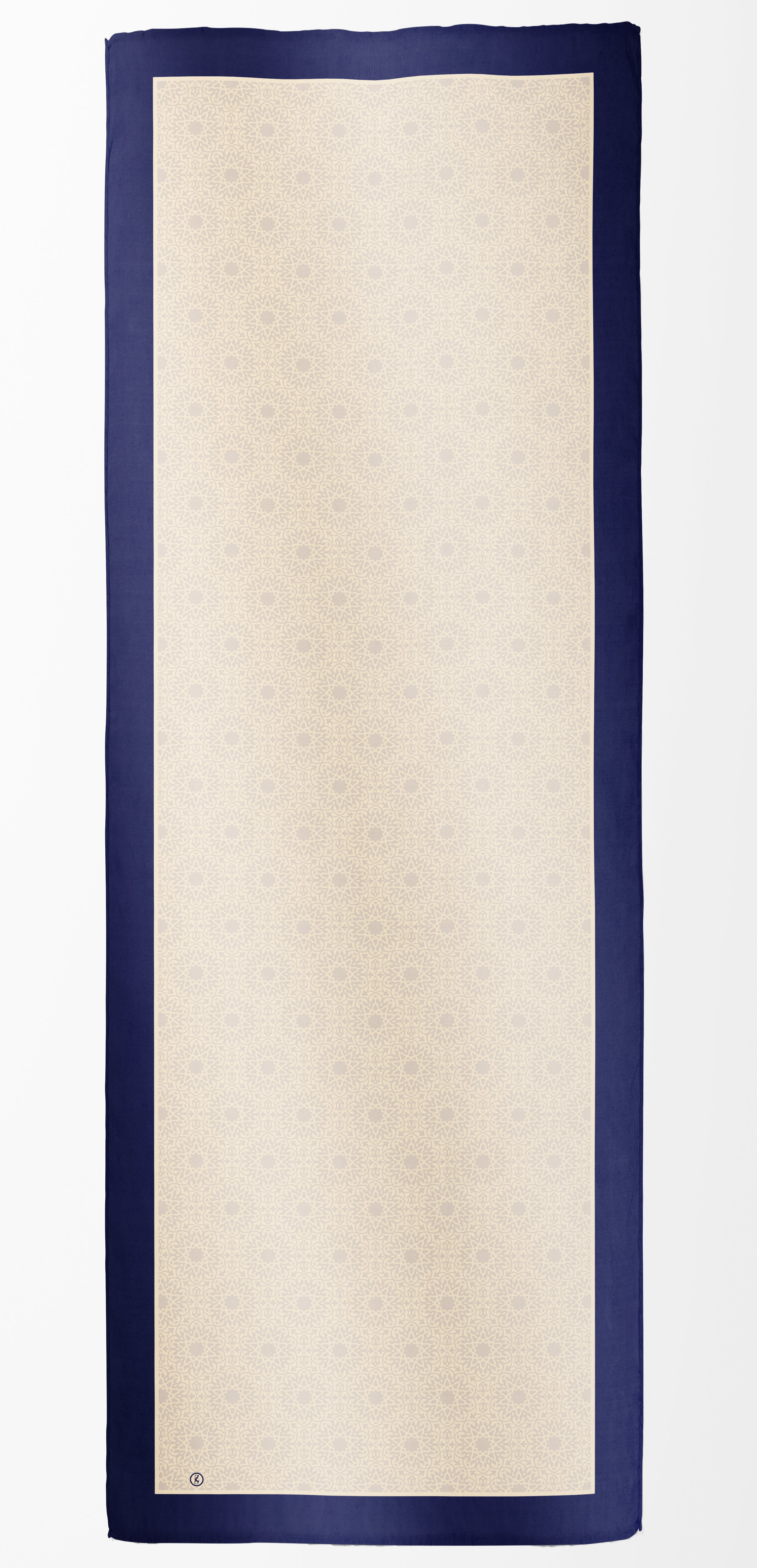 SERAY Seidenschal 180/65 blau/creme