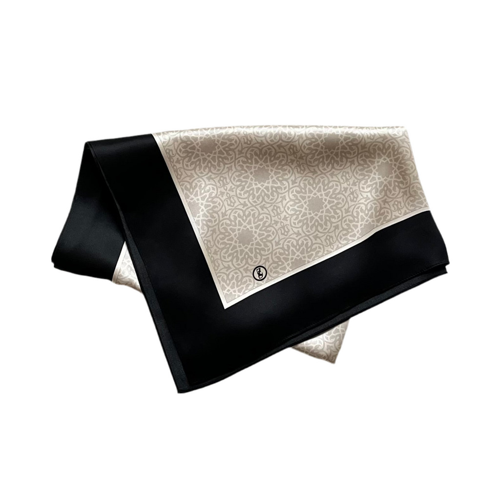 SERAY Seidenschal 180/65 schwarz/creme