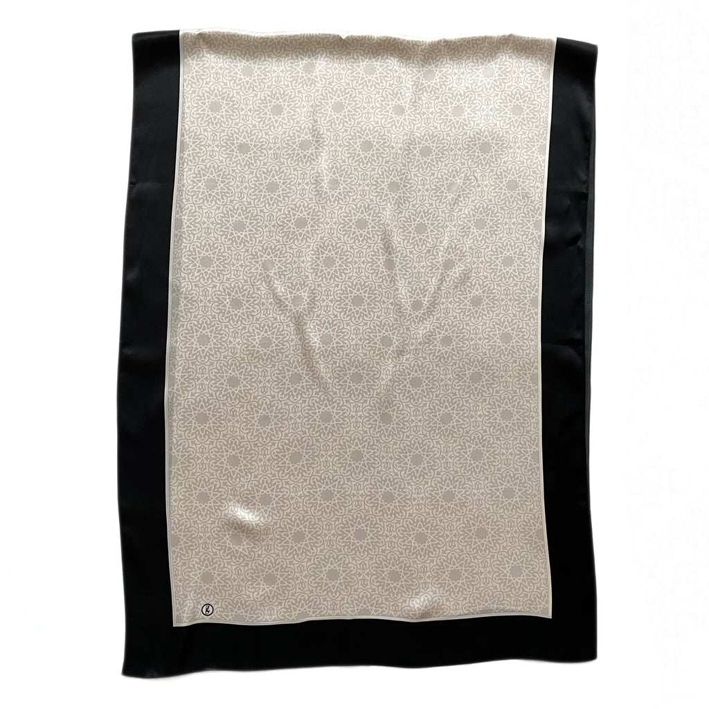 SERAY Seidenschal 180/65 schwarz/creme