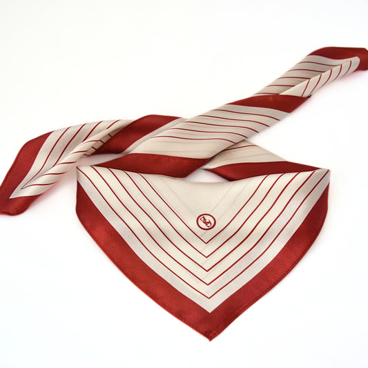 Tuch Seidensatin FRAMES 65/65 rot/perlweiß - ZESA-SILK