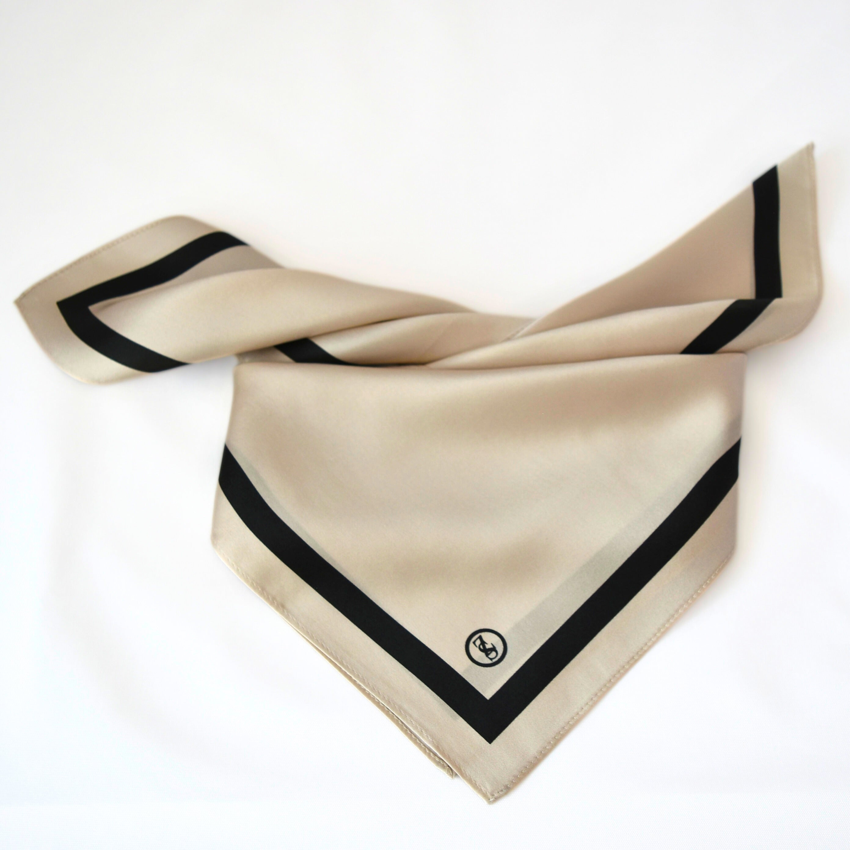 Tuch Seidensatin SQUARE 65/65 schwarz/perlweiß - ZESA-SILK
