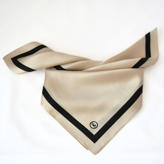 Tuch Seidensatin SQUARE 65/65 schwarz/perlweiß - ZESA-SILK