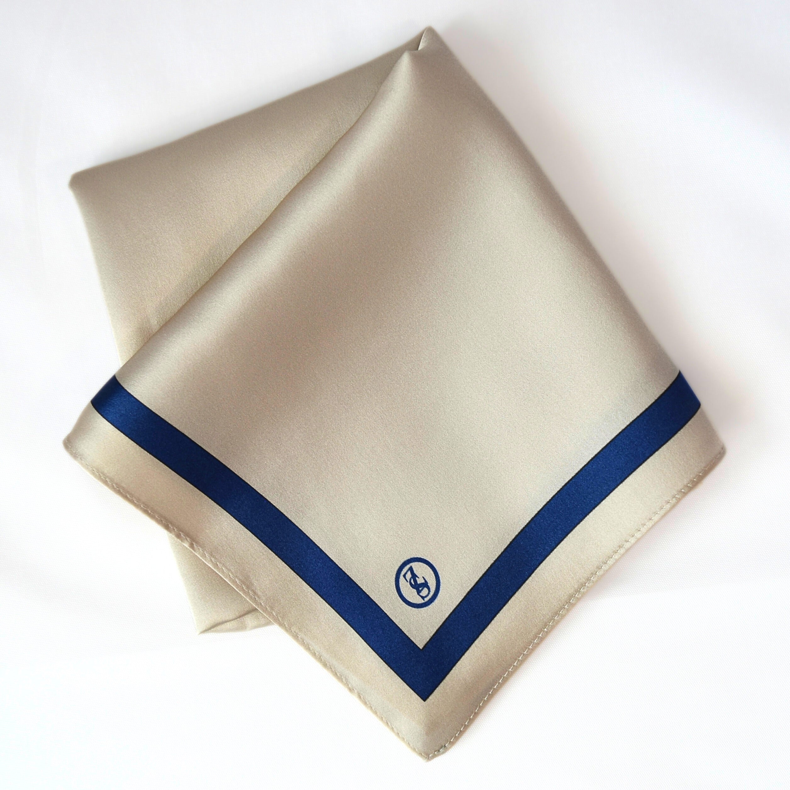Tuch Seidensatin SQUARE 65/65 blau/perlweiß - ZESA-SILK