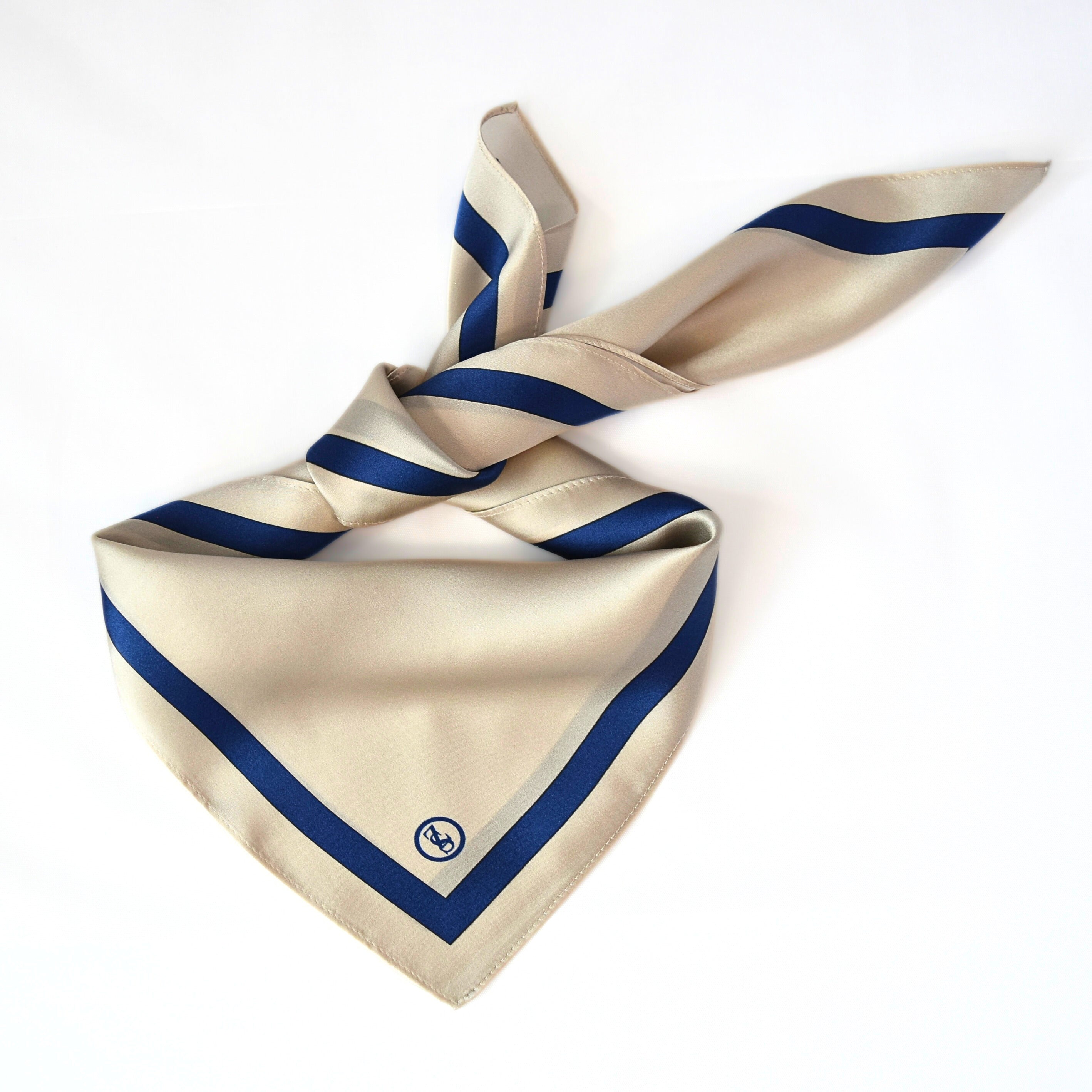 Tuch Seidensatin SQUARE 65/65 blau/perlweiß - ZESA-SILK