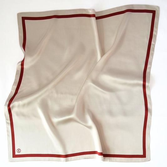 Tuch Seidensatin SQUARE 65/65 rot/perlweiß - ZESA-SILK