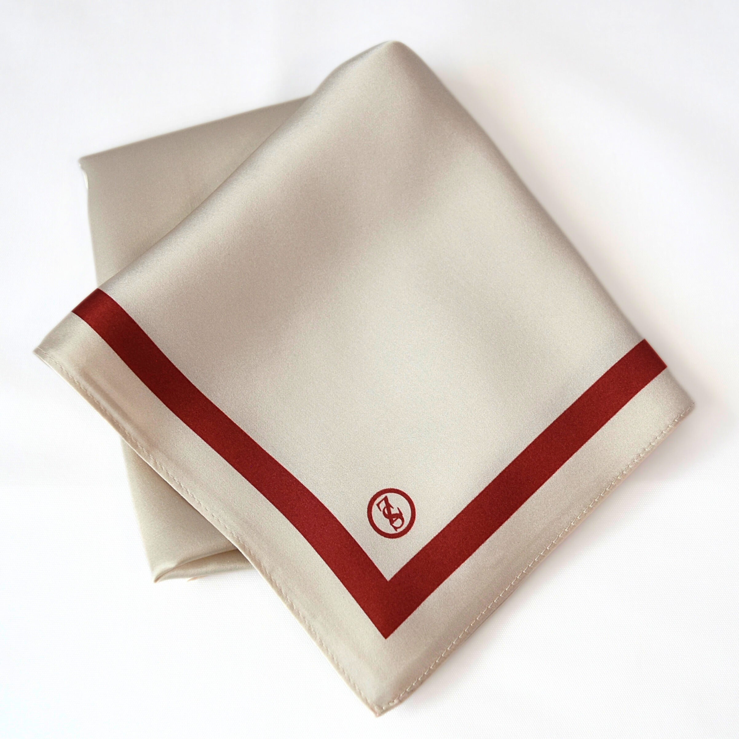 Tuch Seidensatin SQUARE 65/65 rot/perlweiß - ZESA-SILK