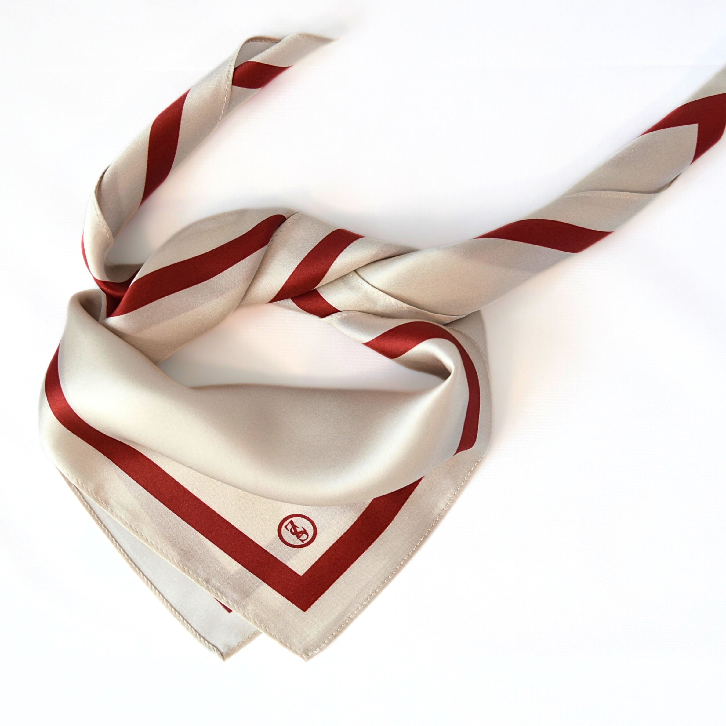 Tuch Seidensatin SQUARE 65/65 rot/perlweiß - ZESA-SILK
