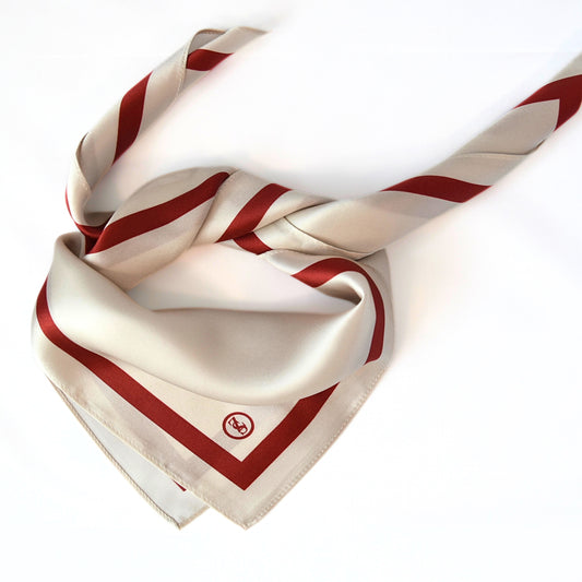 Tuch Seidensatin SQUARE 65/65 rot/perlweiß - ZESA-SILK