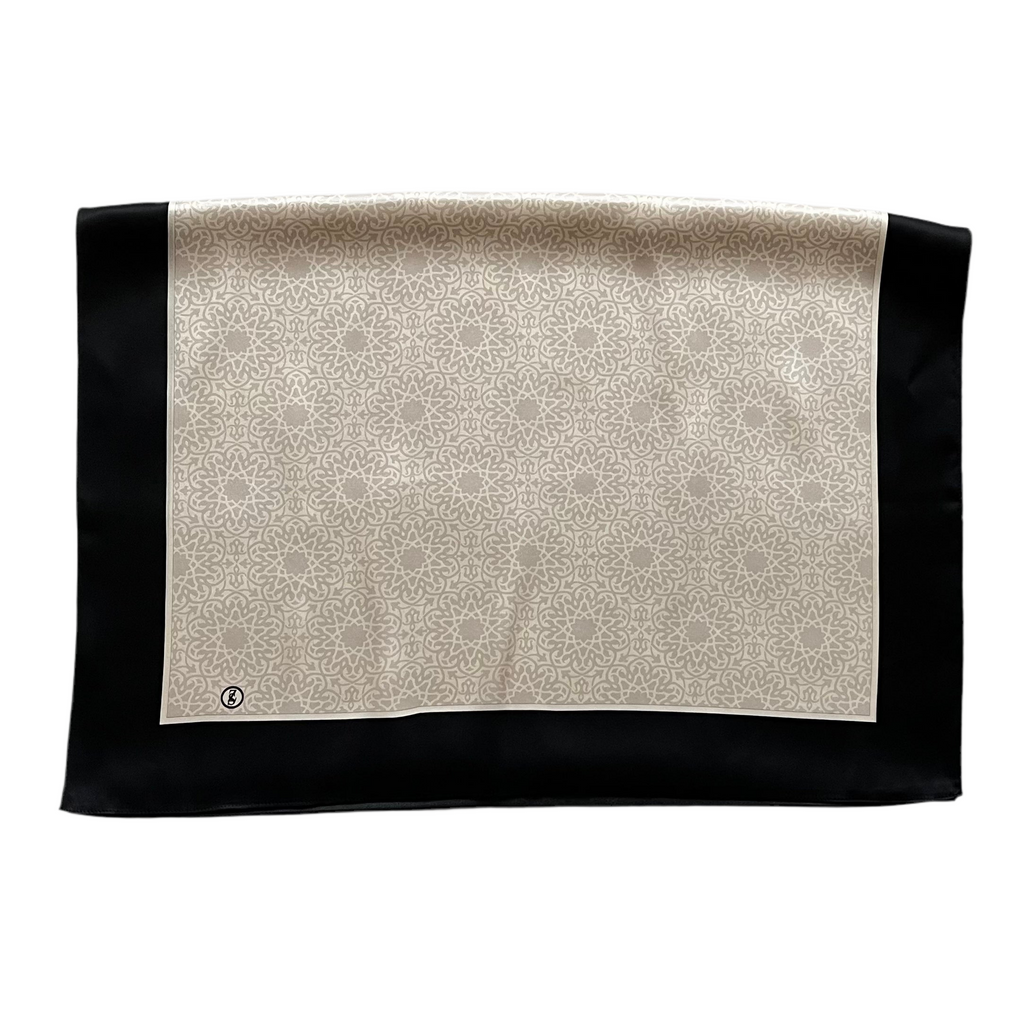 SERAY Seidenschal 180/65 schwarz/creme