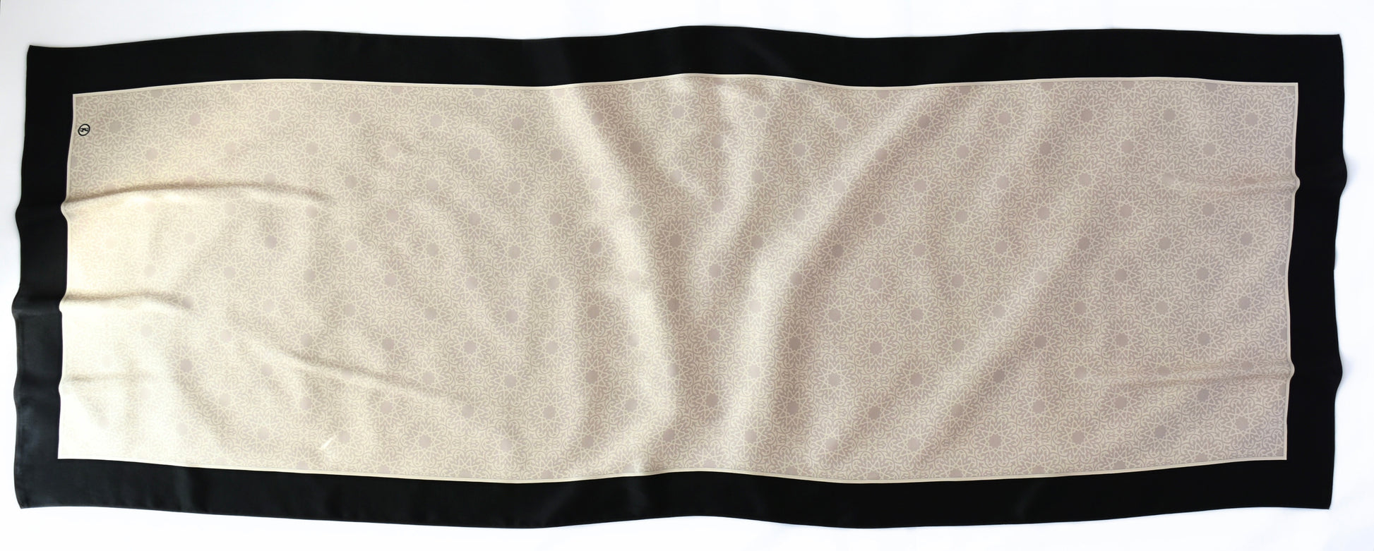 Tuch Seidensatin SERAY 180/65 schwarz/perlweiß - ZESA-SILK