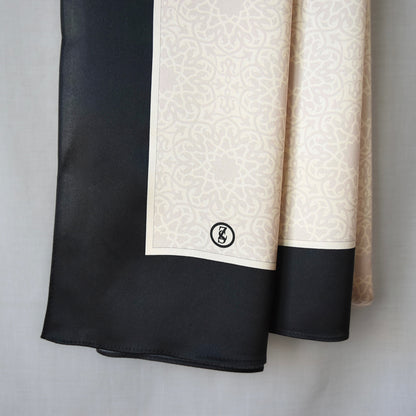 Tuch Seidensatin SERAY 180/65 schwarz/perlweiß - ZESA-SILK