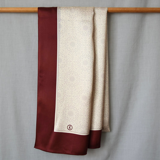 Tuch Seidensatin SERAY 180/65 braunrot/perlweiß - ZESA-SILK