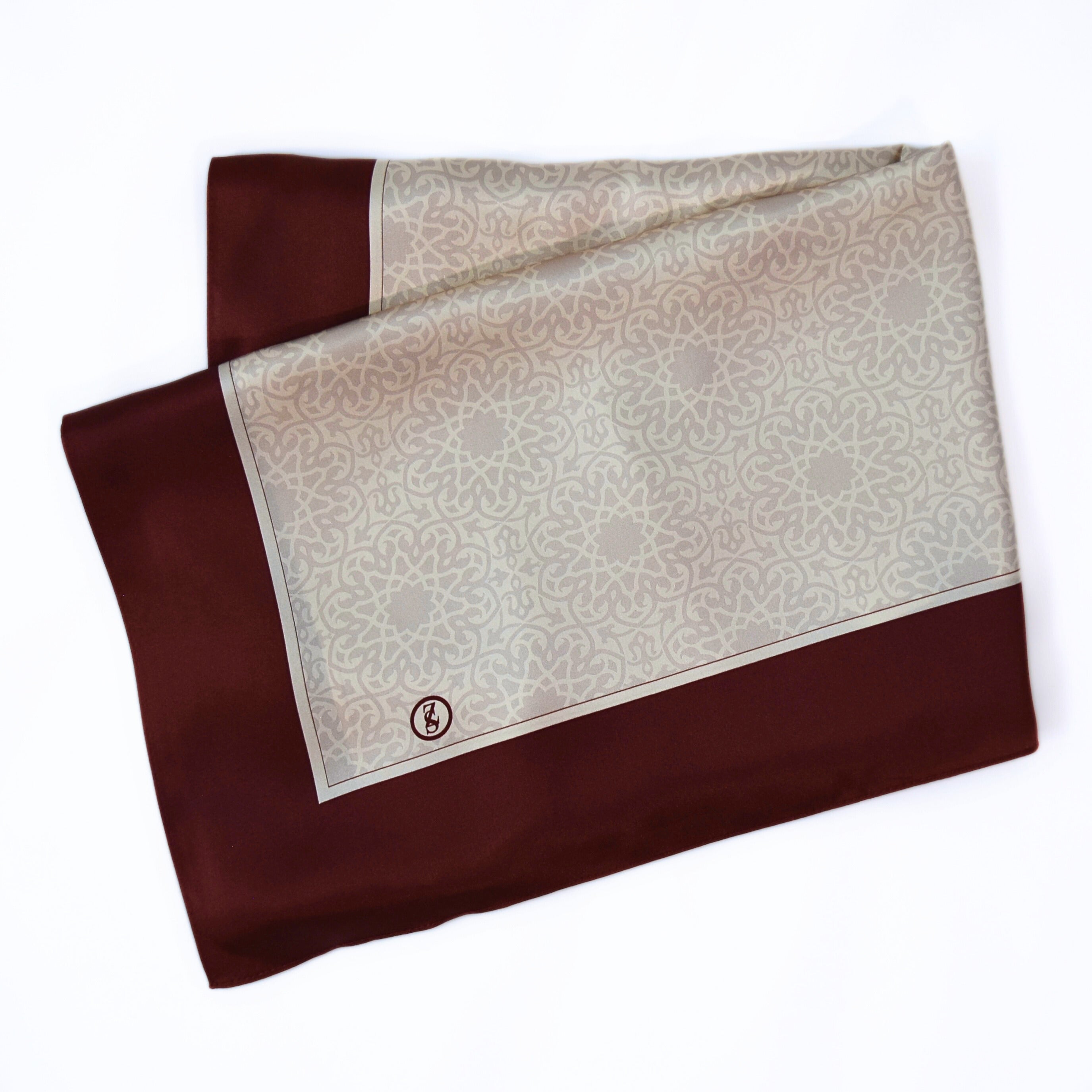 Tuch Seidensatin SERAY 180/65 braunrot/perlweiß - ZESA-SILK
