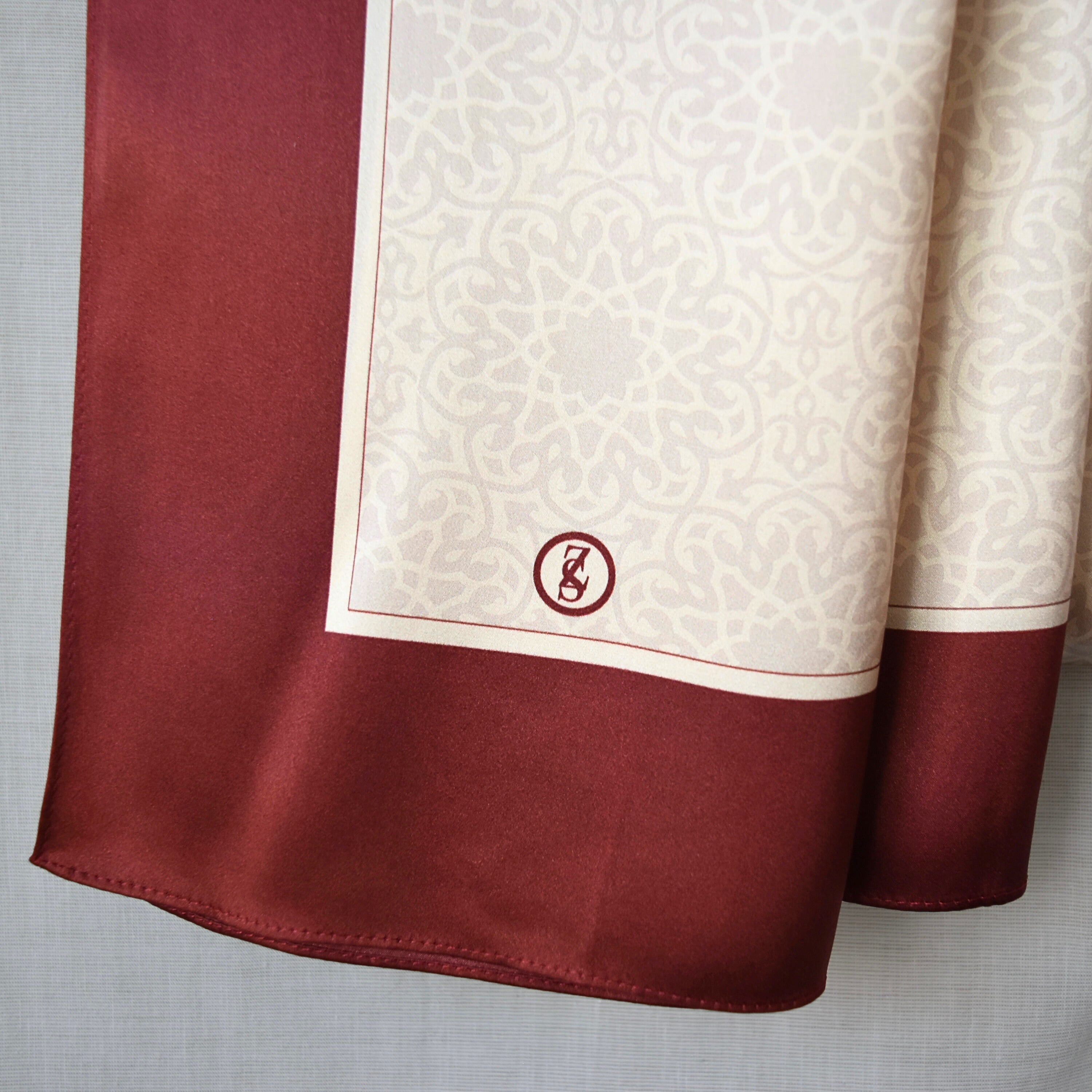 Tuch Seidensatin SERAY 180/65 braunrot/perlweiß - ZESA-SILK