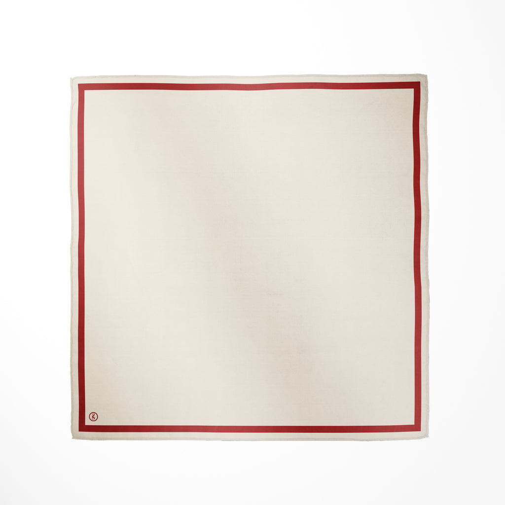 Tuch Seidensatin SQUARE 65/65 rot/perlweiß - ZESA-SILK