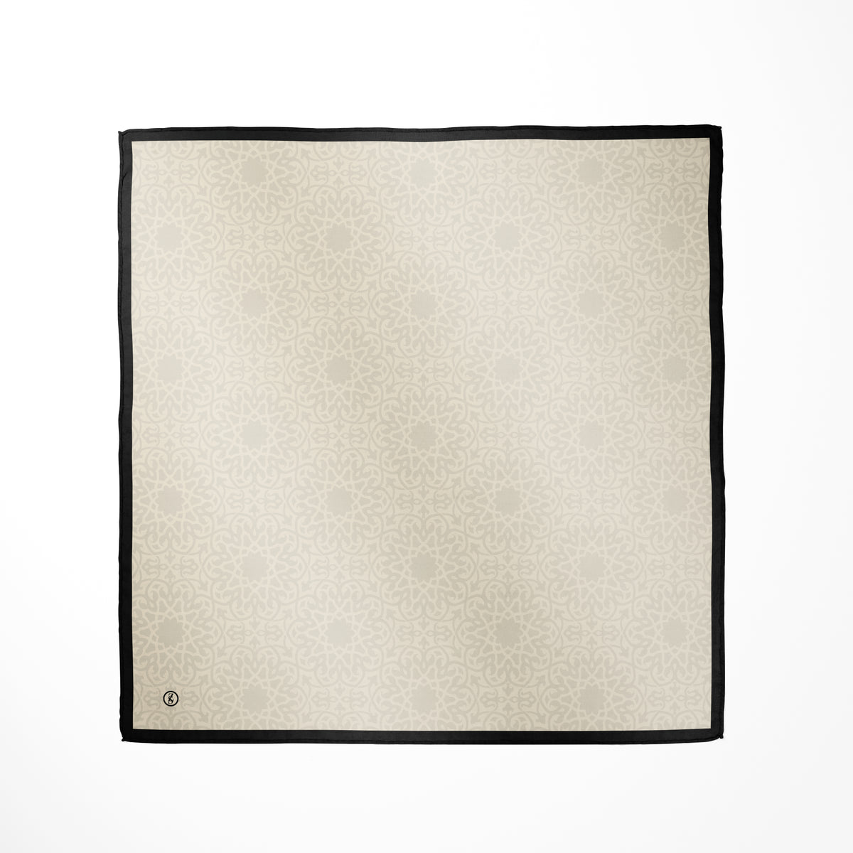 Tuch Seidensatin ORNAMENTAL GRACE 65/65 schwarz/perlweiß - ZESA-SILK